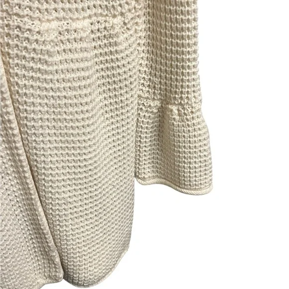 Cream white Button-Up Women's knit crochet Sweater - Picture 7 of 14